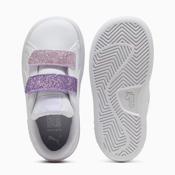 💟PUMA Smash 3.0 Purple Glitter Toddler Velcro Closure Sneakers - Picture 8 of 10